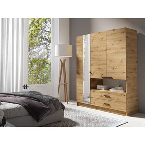 Armadio a 3 ante MEIJE - Design moderno con specchio e nicchia a vista