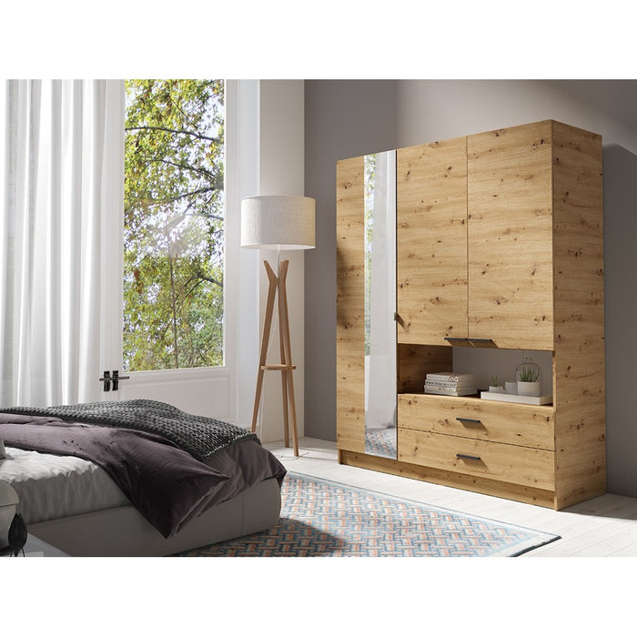 Armadio a 3 ante MEIJE - Design moderno con specchio e nicchia a vista