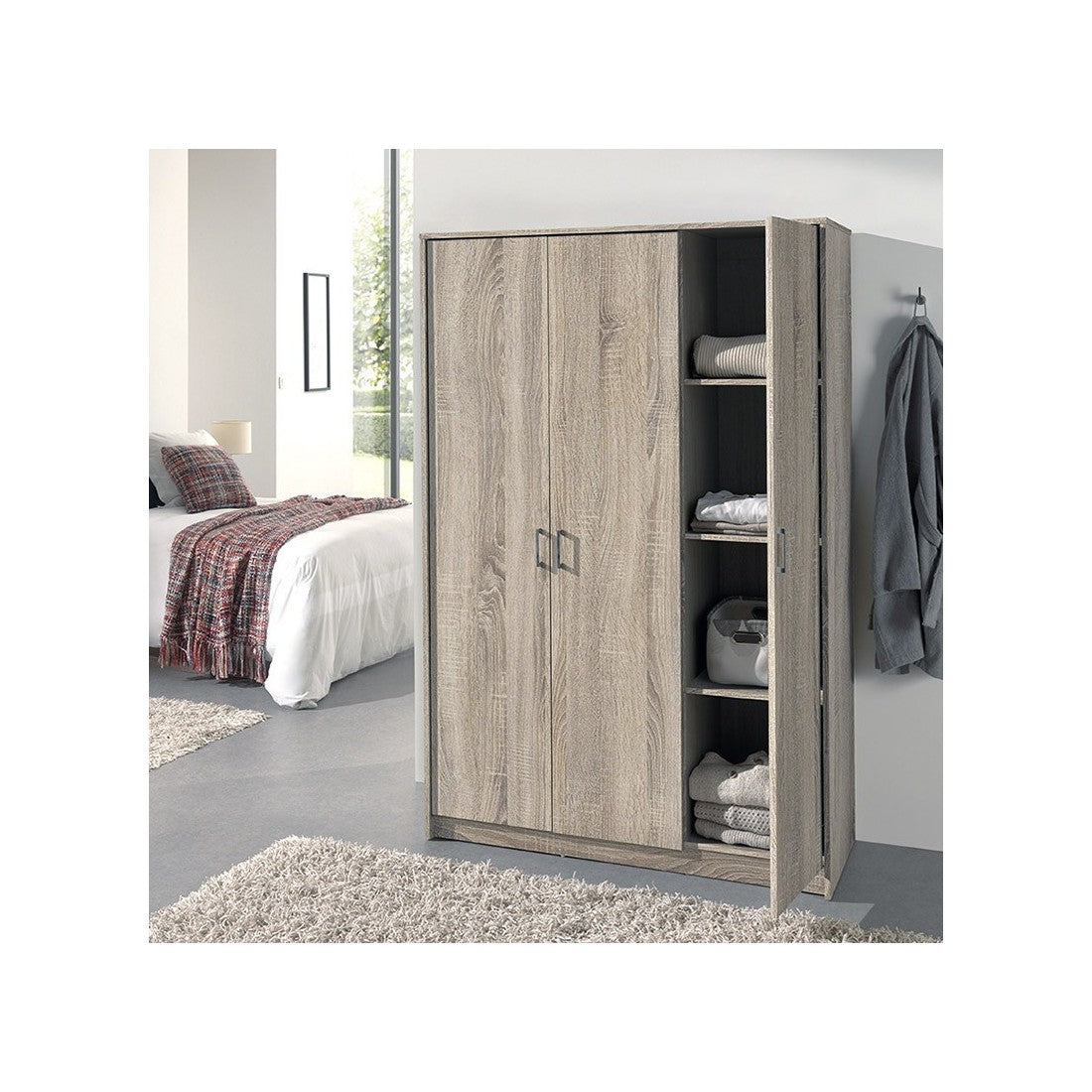 Armadio a 3 ante REY colore rovere sonoma – 120 x 180 x 50 cm