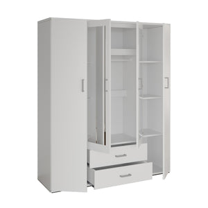 Armadio a 4 ante con 2 specchi TOM - Dimensioni H185 x L160 x P52 cm - Colore bianco - Stile design