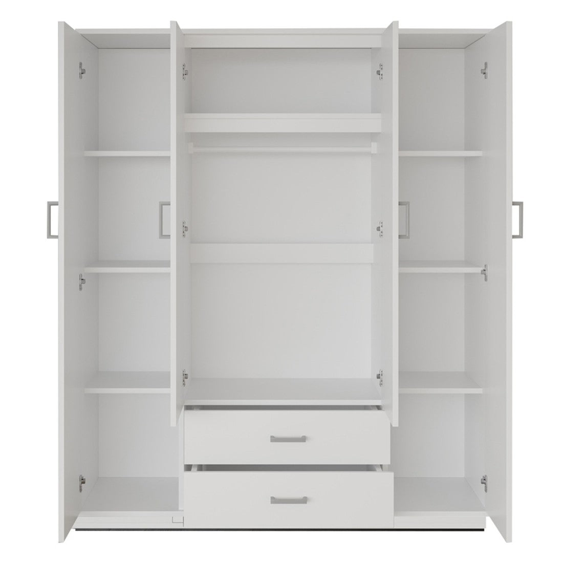 Armadio a 4 ante con 2 specchi TOM - Dimensioni H185 x L160 x P52 cm - Colore bianco - Stile design