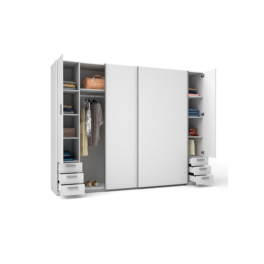 Armadio 4 Porte con 6 Cassetti - Bianco - Collezione STAR