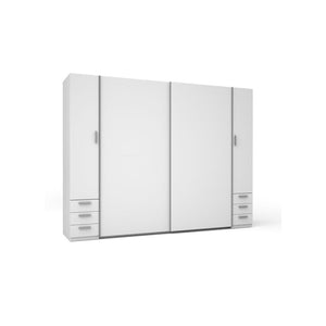 Armadio 4 Porte con 6 Cassetti - Bianco - Collezione STAR