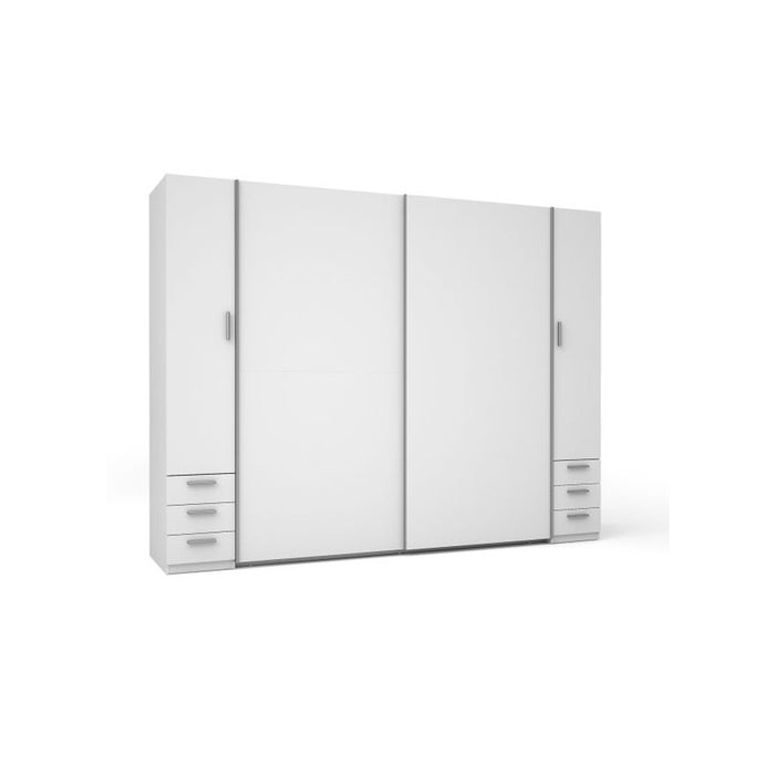 Armadio 4 Porte con 6 Cassetti - Bianco - Collezione STAR