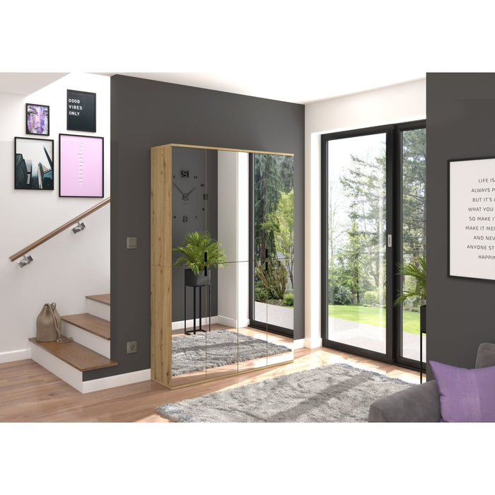 Armadio 4 porte con specchi – Rovere chiaro – BODITE