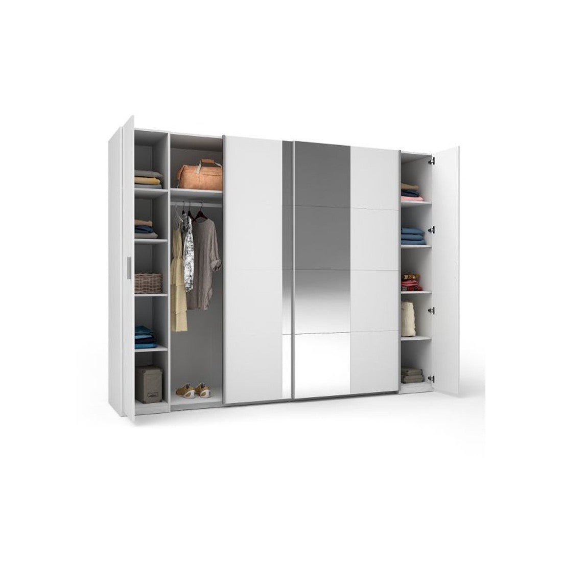 Armadio 4 Porte con Appendiabiti - Bianco - Collezione STAR