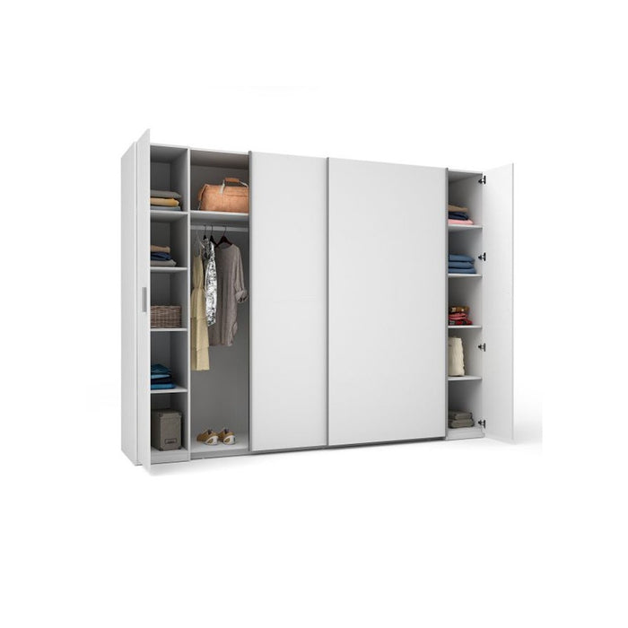 Armadio 4 Porte con Guardaroba - Bianco - Collezione STAR