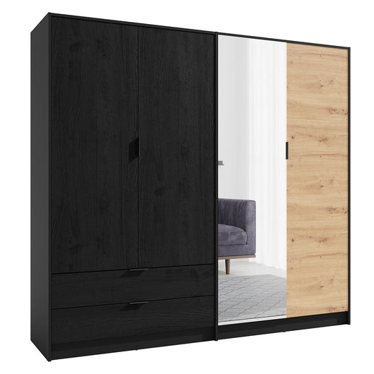 Armadio 4 Porte ISAC - Design Moderno con Specchio e 2 Cassetti