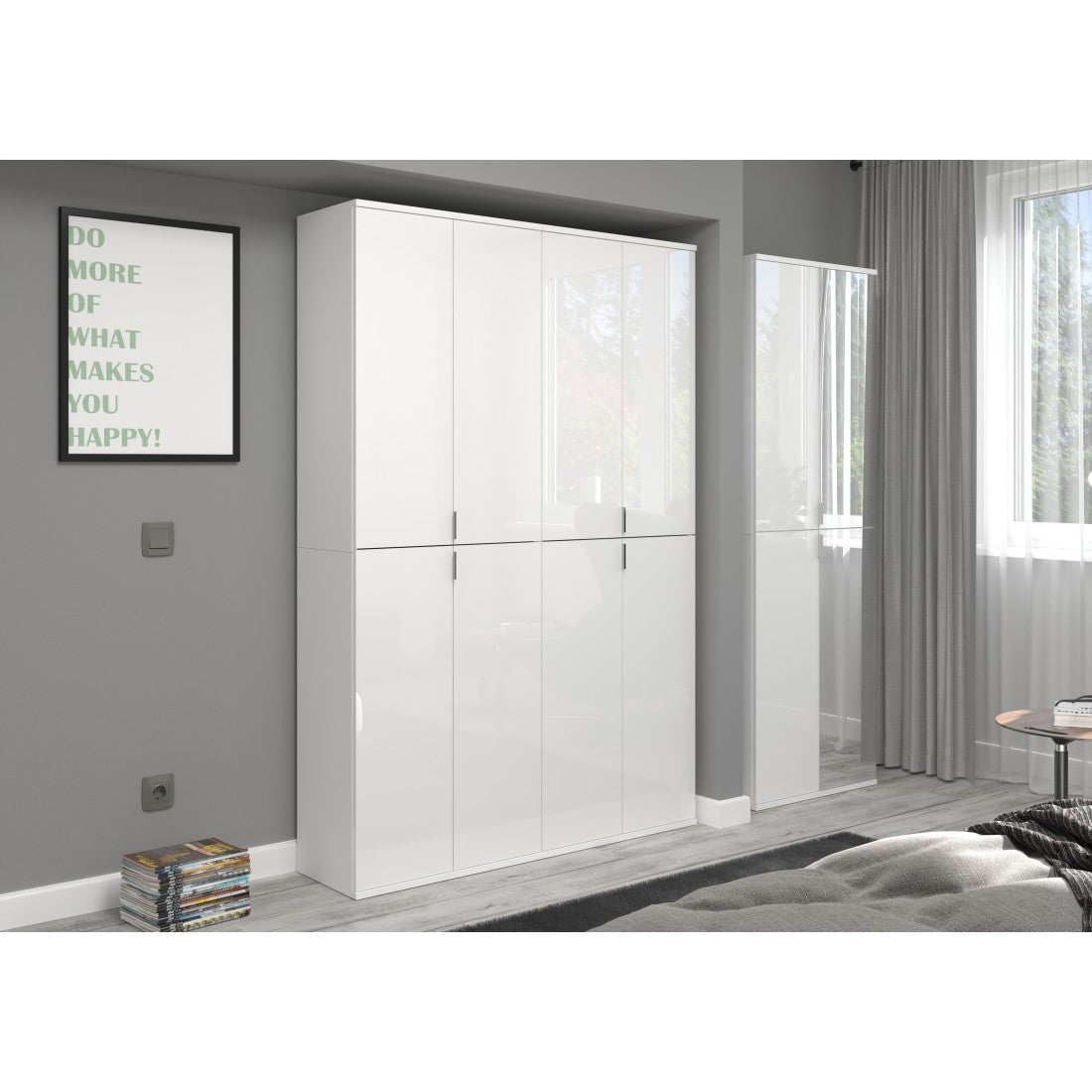 Armadio 8 porte BODITE – Ampio spazio di archiviazione in bianco laccato