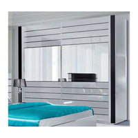 Armadio bianco e nero LINA – 220 x 225 x 68 cm con 2 grandi guardaroba e 2 grandi specchi