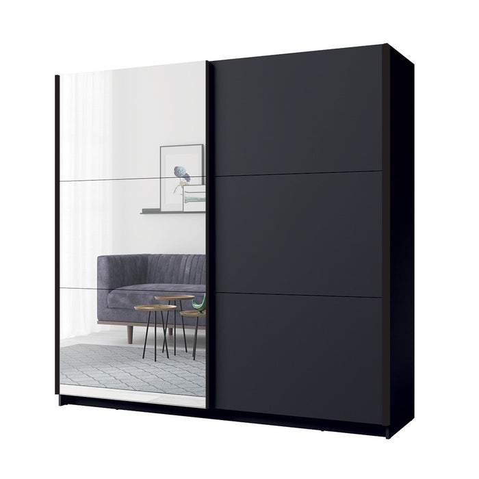 Armadio collezione 200 cm 2 porte scorrevoli con specchio - grigio grafite - Collezione ARSALA