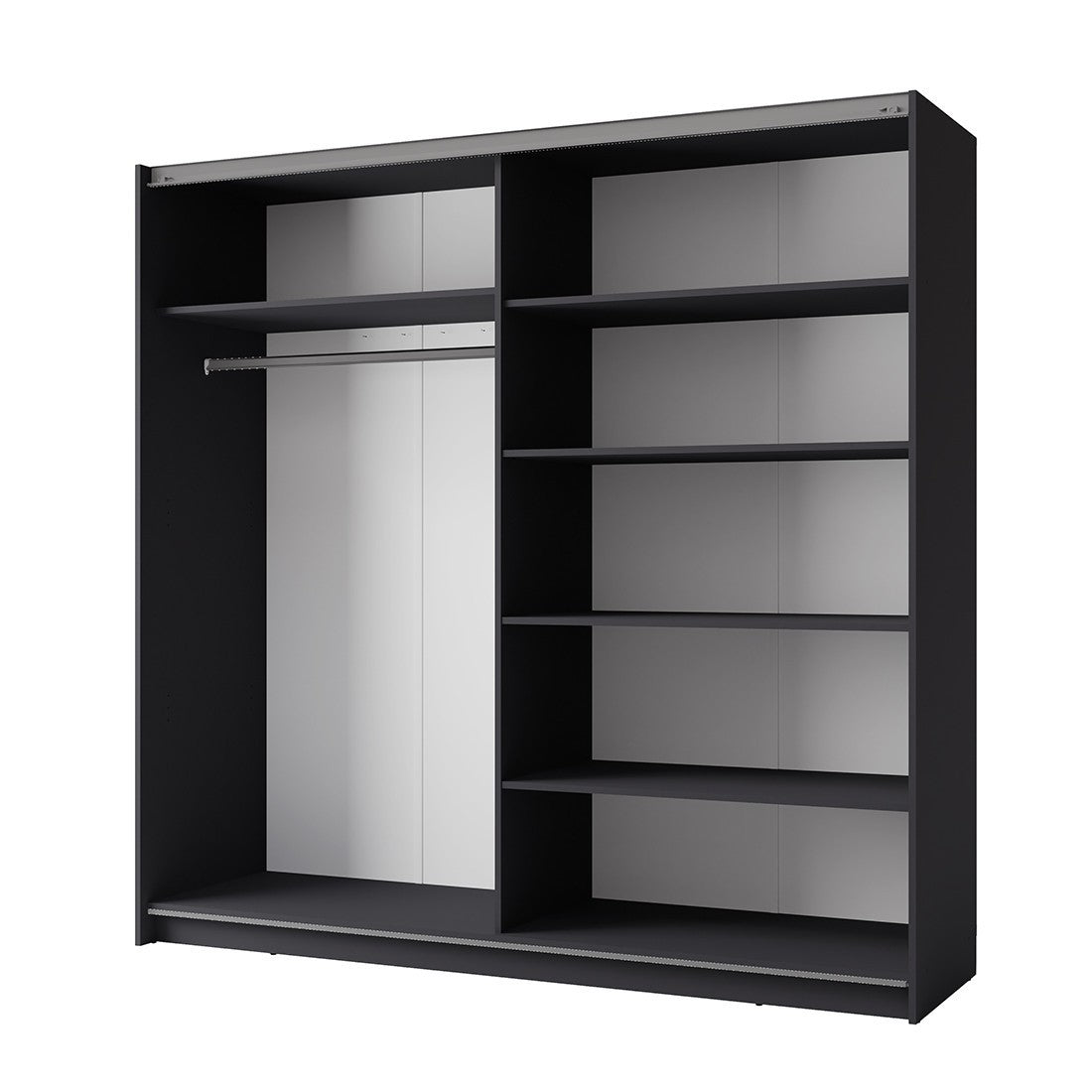 Armadio collezione 200 cm 2 porte scorrevoli con specchio - grigio grafite - Collezione ARSALA