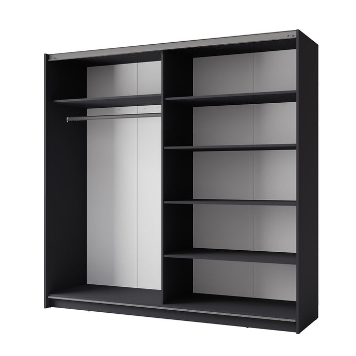 Armadio collezione 200 cm 2 porte scorrevoli con specchio - grigio grafite - Collezione ARSALA