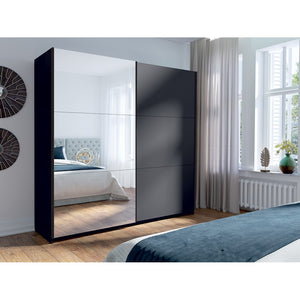 Armadio collezione 200 cm 2 porte scorrevoli con specchio - grigio grafite - Collezione ARSALA