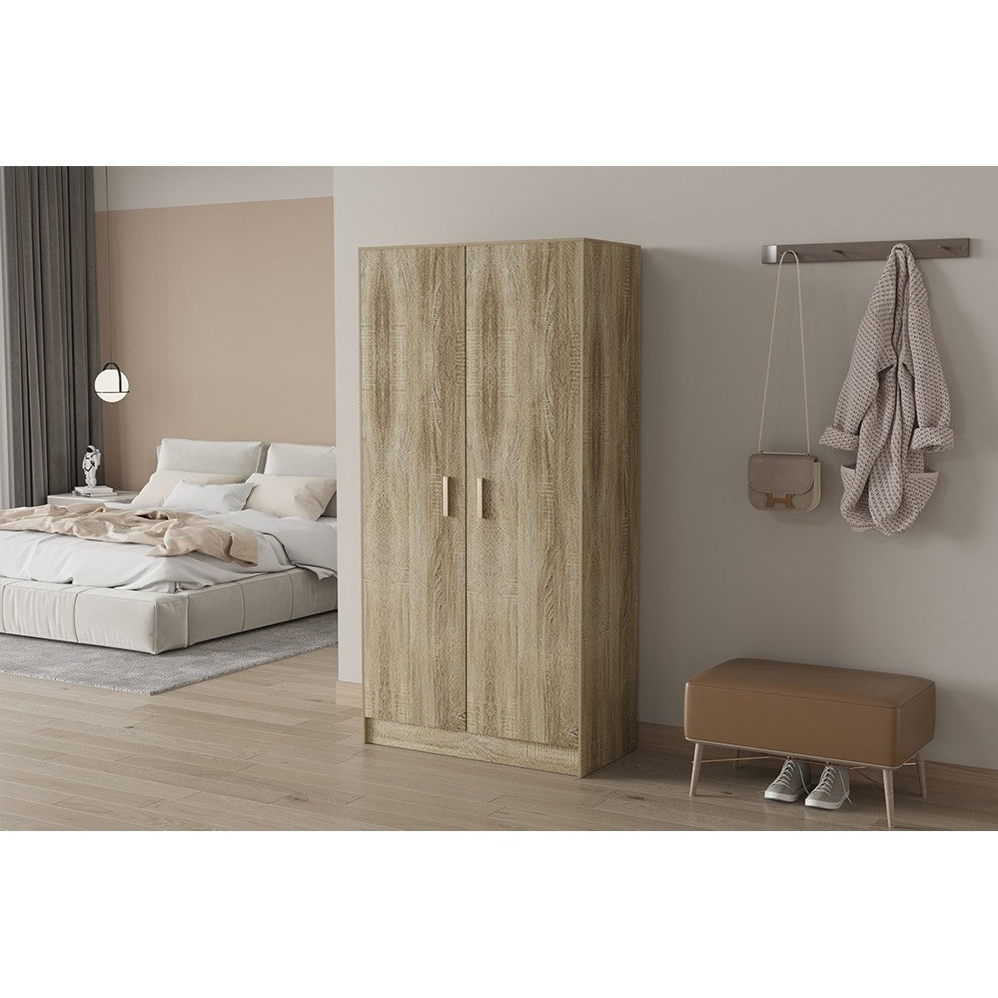 Armadio, collezione TOLLY, 2 porte, 75x150 cm, colore rovere sonoma