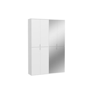 Armadio di stoccaggio 8 porte BODITE - Bianco lucido - 4 porte con specchi