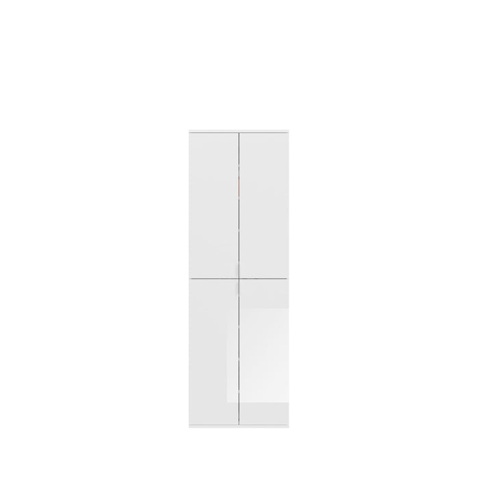 Armadio di stoccaggio 8 porte BODITE - Bianco lucido - 4 porte con specchi