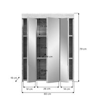 Armadio con specchi LEWOTO - Bianco e rovere - 60x79x18 cm