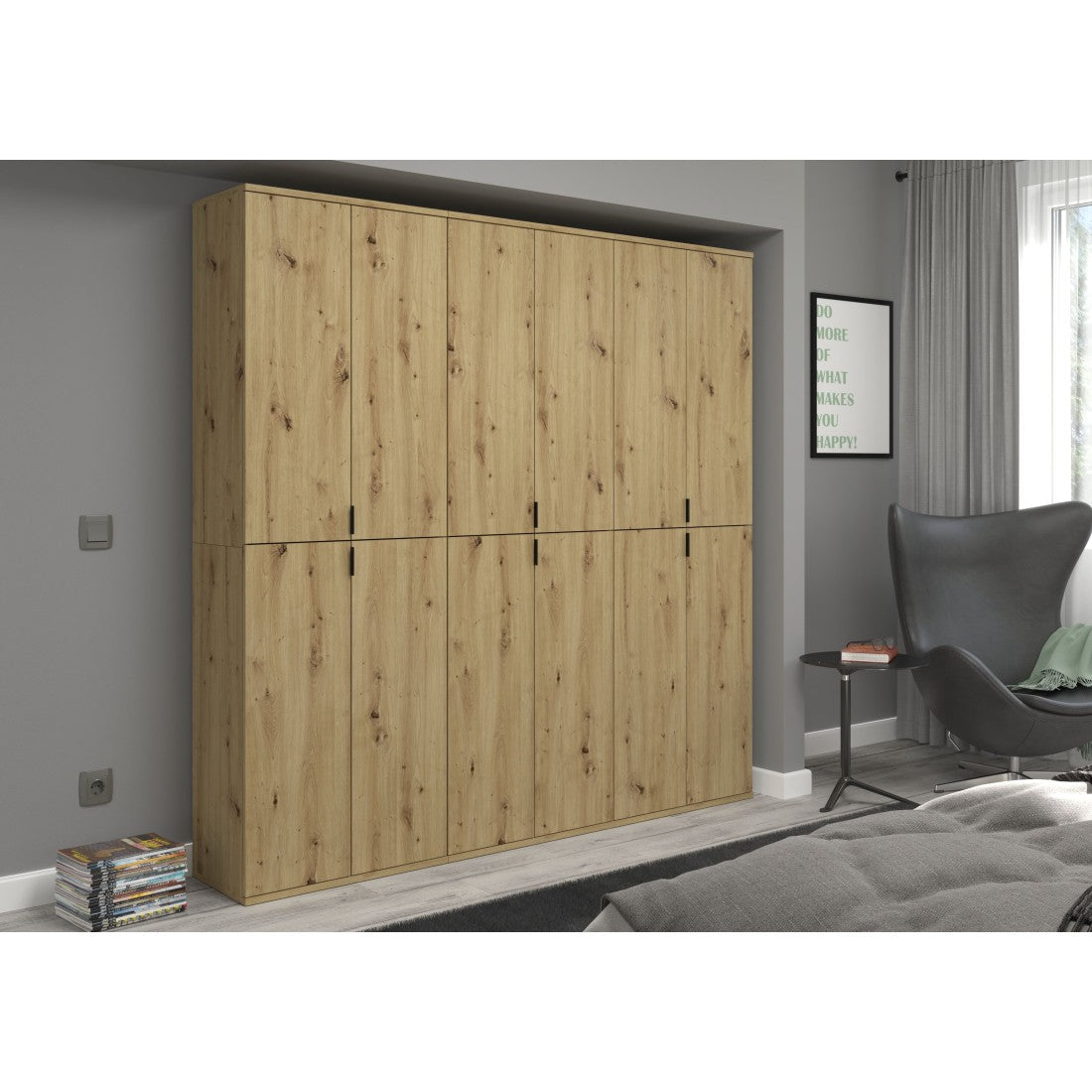 Armadio da stoccaggio BODITE – 12 porte – Rovere chiaro