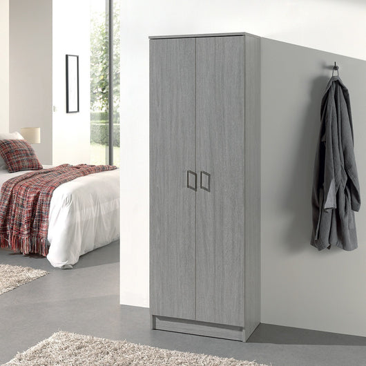 Armadio contenitore collezione STAN, 2 porte, colore grigio, ideale per ingresso, bagno, lavanderia.