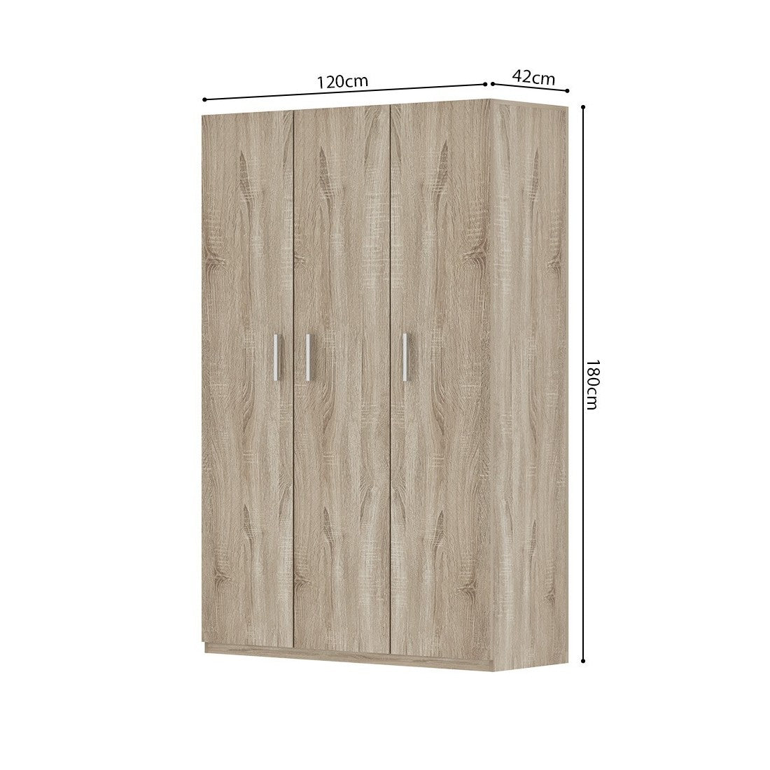 Armadio contenitore, collezione TOM, 3 porte in rovere sonoma