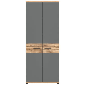 Armadio da ufficio con 2 porte - Grigio antracite e rovere chiaro - SELMA