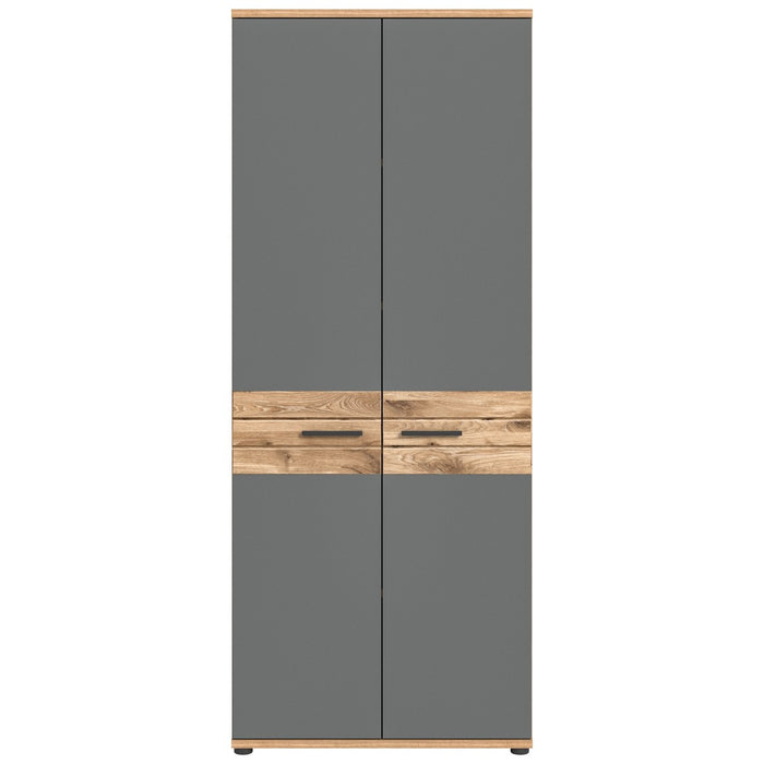 Armadio da ufficio con 2 porte - Grigio antracite e rovere chiaro - SELMA