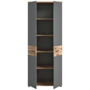 Armadio da ufficio con 2 porte - Grigio antracite e rovere chiaro - SELMA