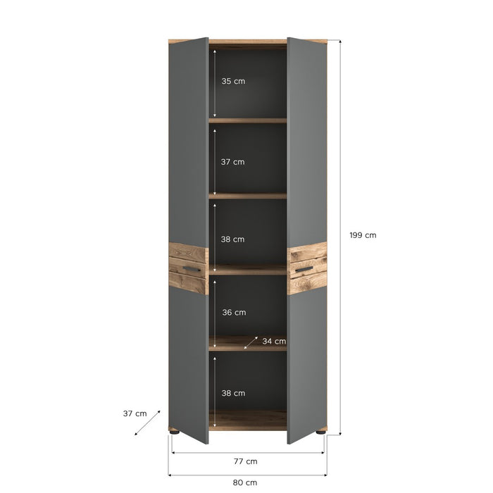 Armadio da ufficio con 2 porte - Grigio antracite e rovere chiaro - SELMA