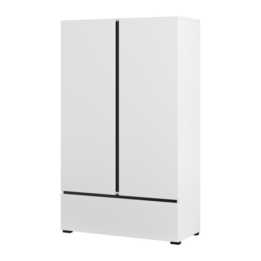 Armadio da stoccaggio HAVANA bianco e nero 2 porte 1 cassetto - Design moderno e pratico