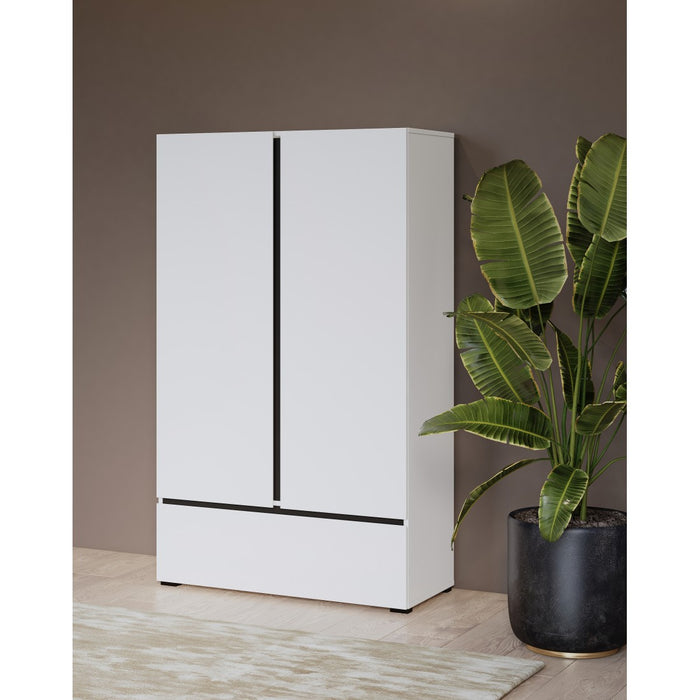 Armadio da stoccaggio HAVANA bianco e nero 2 porte 1 cassetto - Design moderno e pratico