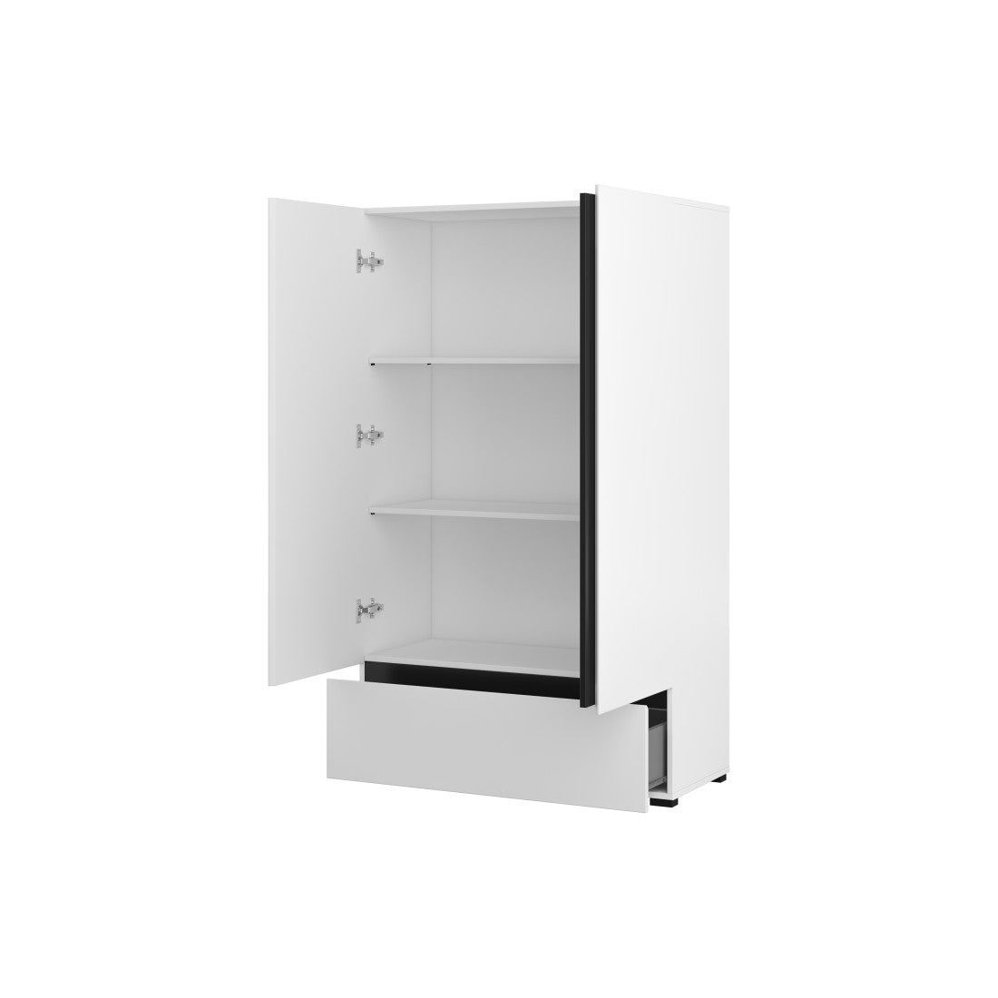 Armadio da stoccaggio HAVANA bianco e nero 2 porte 1 cassetto - Design moderno e pratico