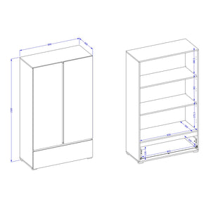 Armadio di stoccaggio HAVANA rovere e nero 2 porte 1 cassetto - Mobile moderno e compatto per camera