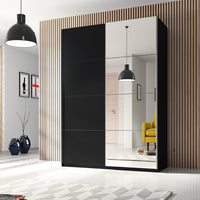 Armadio design 120cm. 2 porte con specchi modulari. Colore nero opaco. Collezione EOS.