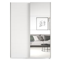 Armadio design 150cm. 2 porte con specchi modulabili. Colore bianco opaco. Collezione EOS.