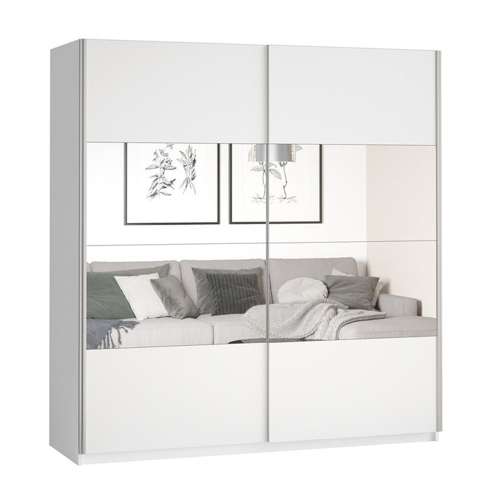 Armadio design 180cm. 2 porte con specchi modulabili. Colore bianco opaco. Collezione EOS