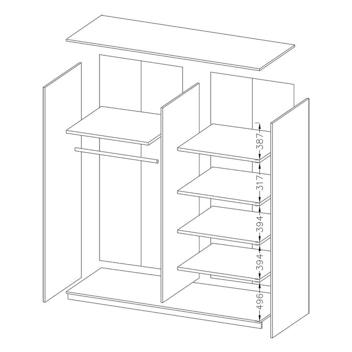 Armadio design 180cm. 2 porte con specchi modulabili. Colore bianco opaco. Collezione EOS
