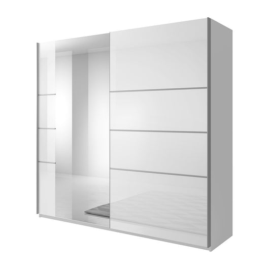Armadio design 2 porte 180 cm con specchio. Colore bianco lucido. Collezione EOS