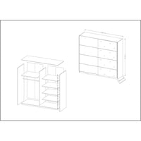 Armadio design 200cm. 2 porte con specchi modulari. Colore bianco opaco. Collezione EOS