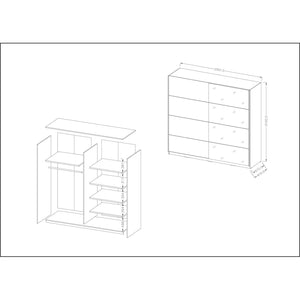 Armadio design 200cm. 2 porte con specchi modulari. Colore bianco opaco. Collezione EOS