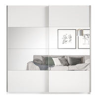 Armadio design 200cm. 2 porte con specchi modulari. Colore bianco opaco. Collezione EOS