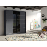 Armadio design 200cm colori grigio grafite e nero collezione NARAGO