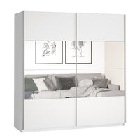 Armadio design 220cm. 2 porte con specchi modulari. Colore bianco opaco. Collezione EOS.