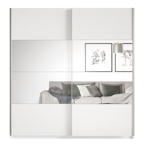Armadio design 220cm. 2 porte con specchi modulari. Colore bianco opaco. Collezione EOS.