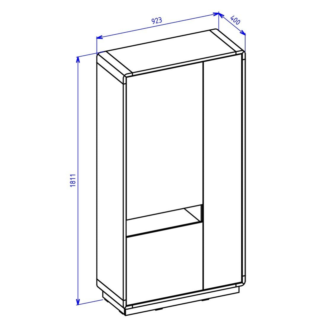 Armadio design con nicchia illuminata collezione VILLA. Colore rovere e nero.