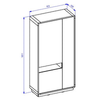 Armadio design con nicchia illuminata collezione VILLA. Colore rovere e nero.