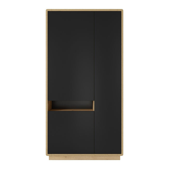 Armadio design con nicchia illuminata collezione VILLA. Colore rovere e nero.