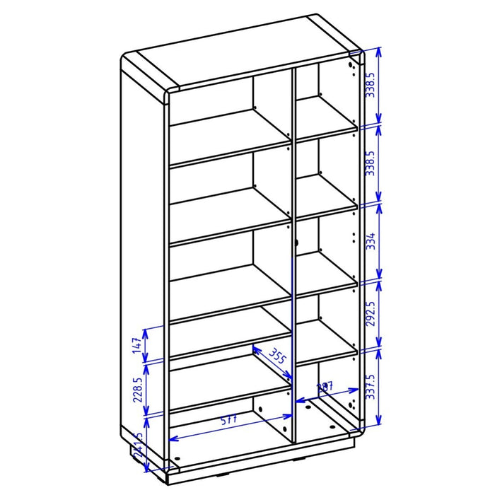 Armadio design con nicchia illuminata collezione VILLA. Colore rovere e nero.