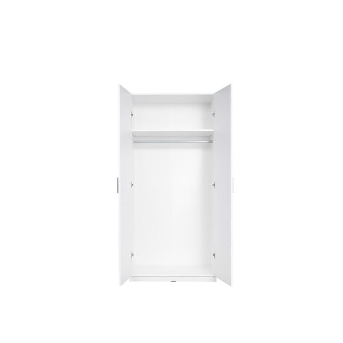 Armadio a due porte collezione FLEX, colore bianco lucido
