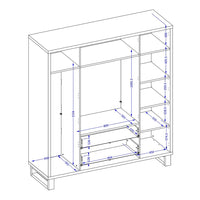 Armadio in legno stile Scandinavo 190cm con 4 porte e 2 cassetti colore rovere grezzo. Collezione MILOS.